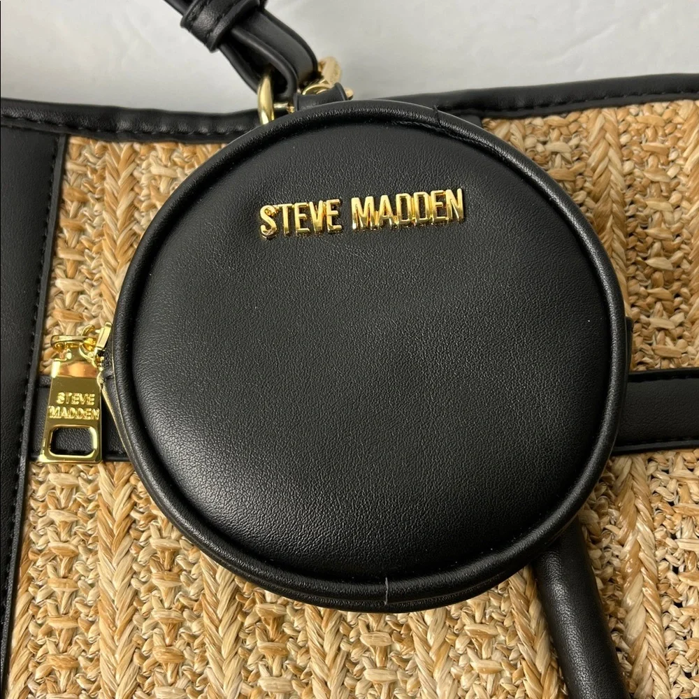 Steven Madden BJEWEL Woven Tote Bag with Air Pod Case/Coin Purse